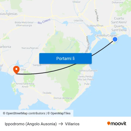Ippodromo (Angolo Ausonia) to Villarios map