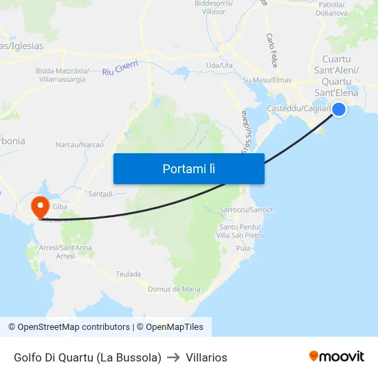 Golfo Di Quartu (La Bussola) to Villarios map