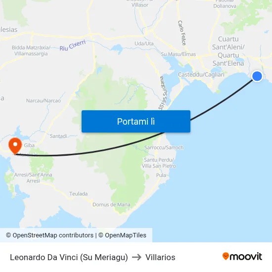 Leonardo Da Vinci (Su Meriagu) to Villarios map
