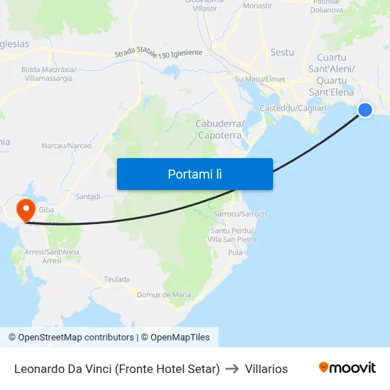 Leonardo Da Vinci (Fronte Hotel Setar) to Villarios map