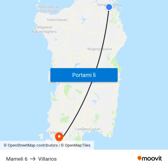 Mameli 6 to Villarios map