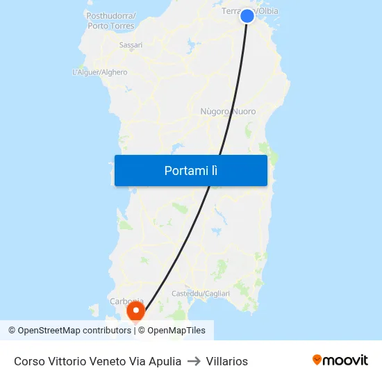 Corso Vittorio Veneto Via Apulia to Villarios map