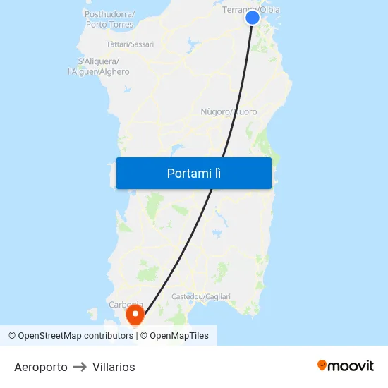 Aeroporto to Villarios map