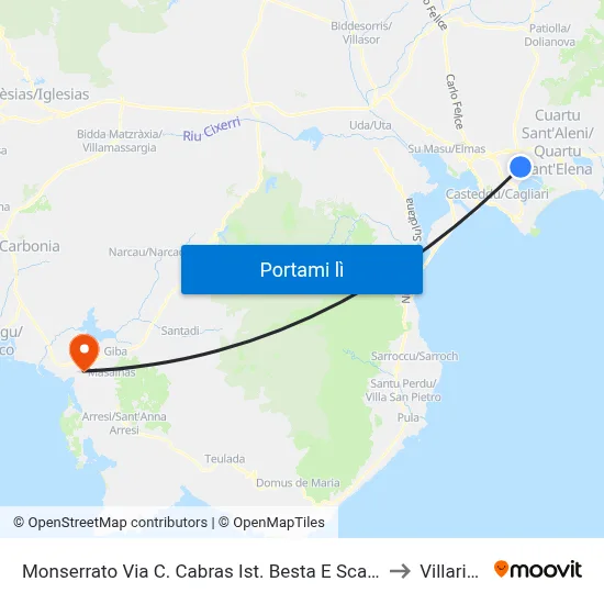 Monserrato Via C. Cabras Ist. Besta E Scano to Villarios map