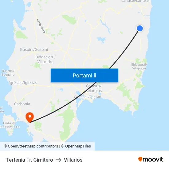 Tertenia Fr. Cimitero to Villarios map