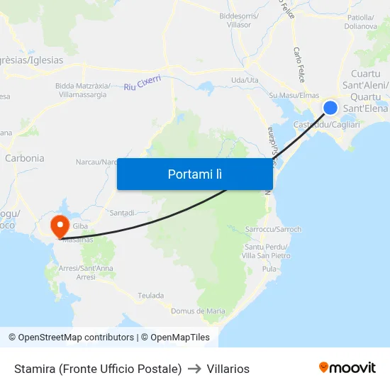 Stamira (Fronte Ufficio Postale) to Villarios map