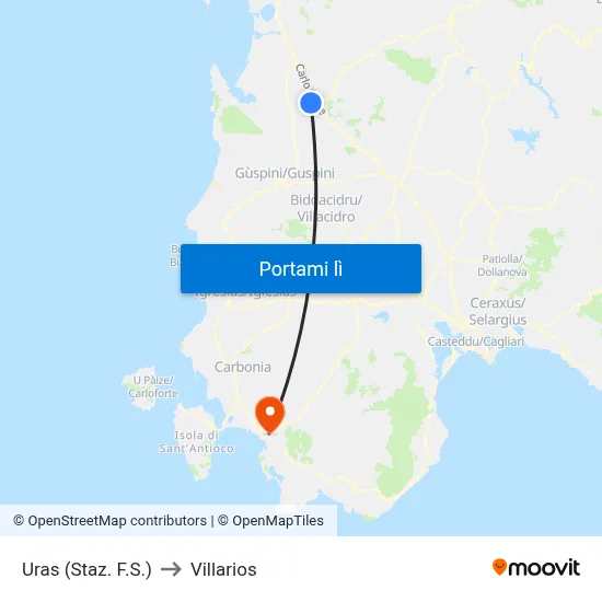 Uras (Staz. F.S.) to Villarios map