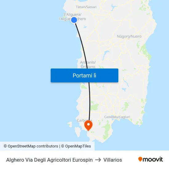 Alghero Via Degli Agricoltori Eurospin to Villarios map