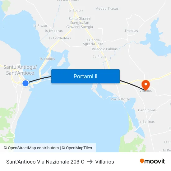 Sant'Antioco Via Nazionale 203-C to Villarios map