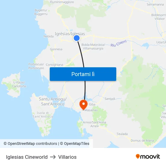 Iglesias Cineworld to Villarios map
