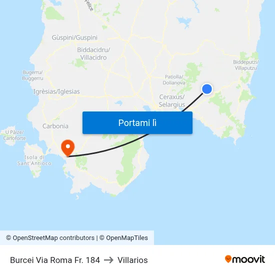 Burcei Via Roma Fr. 184 to Villarios map