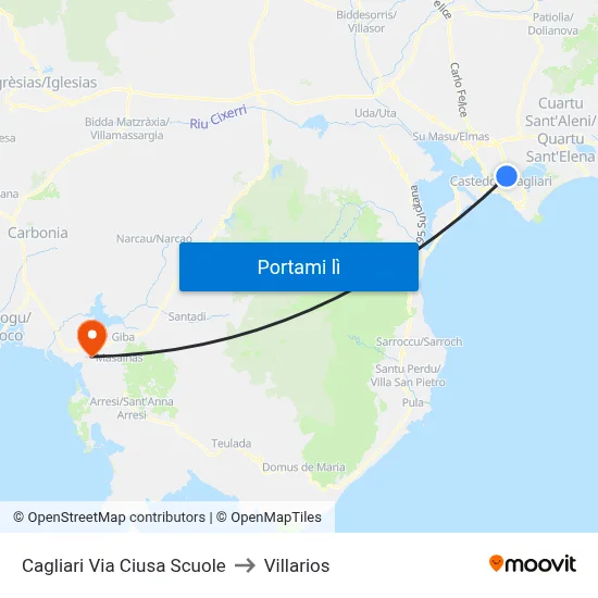 Cagliari Via Ciusa Scuole to Villarios map