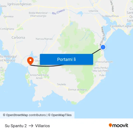 Su Spantu 2 to Villarios map