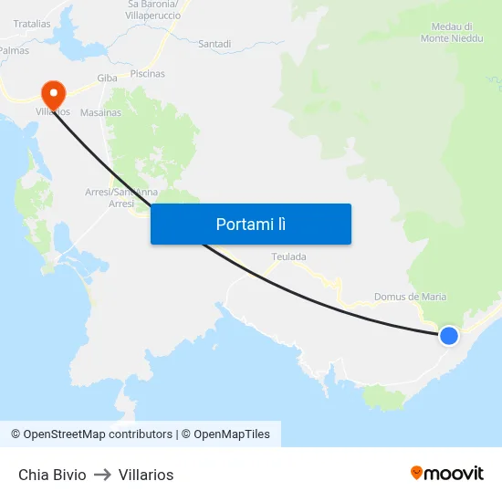 Chia Bivio to Villarios map