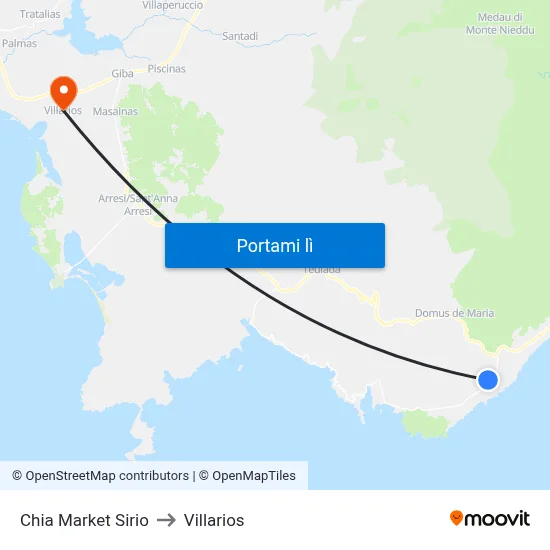 Chia Market Sirio to Villarios map