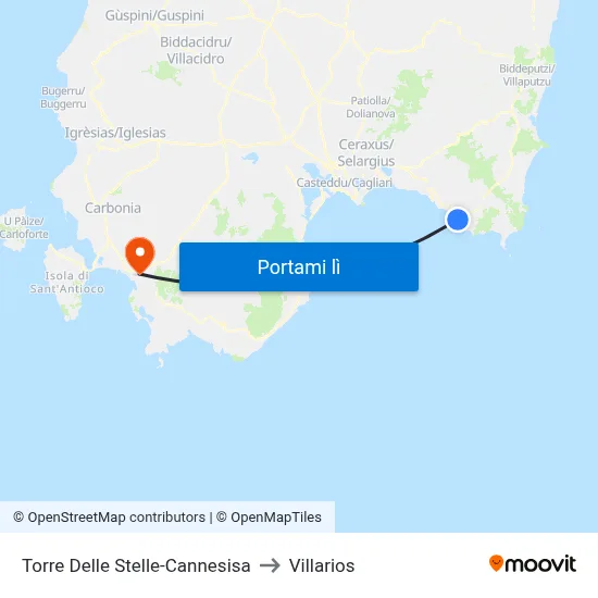 Torre Delle Stelle-Cannesisa to Villarios map