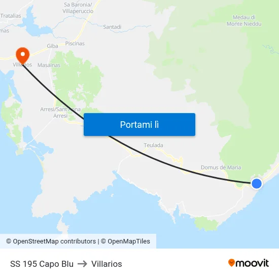 SS 195 Capo Blu to Villarios map