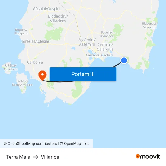 Terra Mala to Villarios map