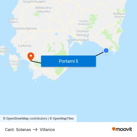Cant. Solanas to Villarios map