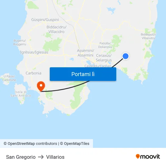 San Gregorio to Villarios map