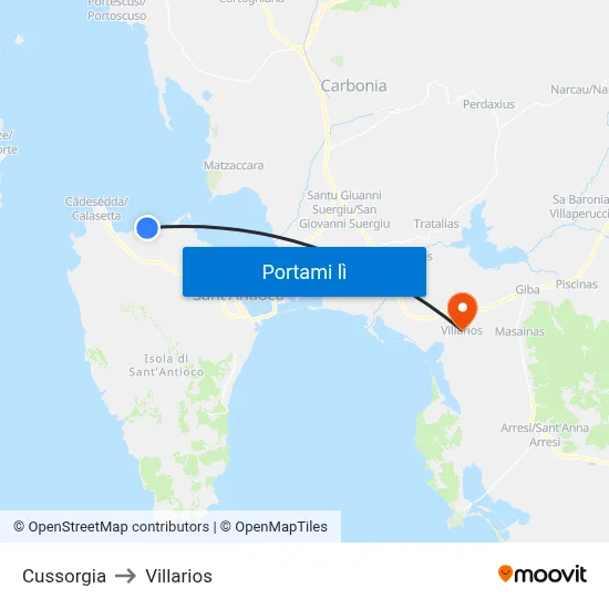 Cussorgia to Villarios map