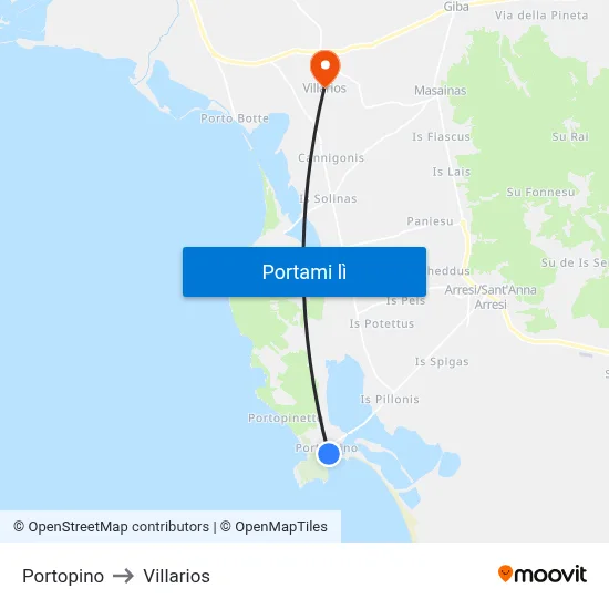 Portopino to Villarios map