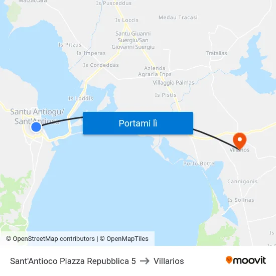 Sant'Antioco Piazza Repubblica 5 to Villarios map
