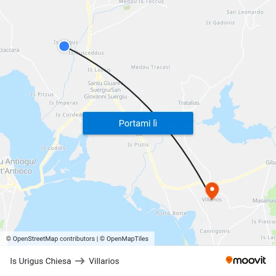 Is Urigus Chiesa to Villarios map