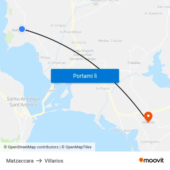 Matzaccara to Villarios map