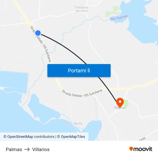 Palmas to Villarios map