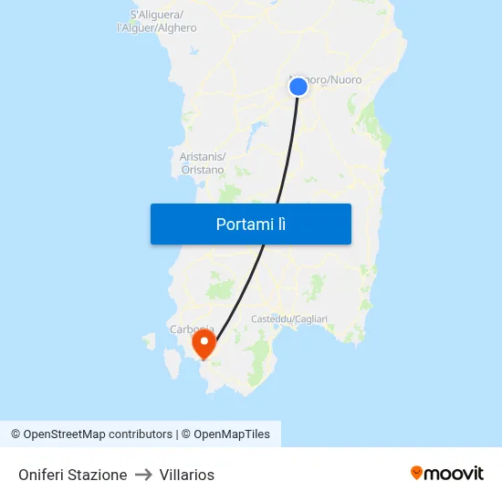 Oniferi Stazione to Villarios map