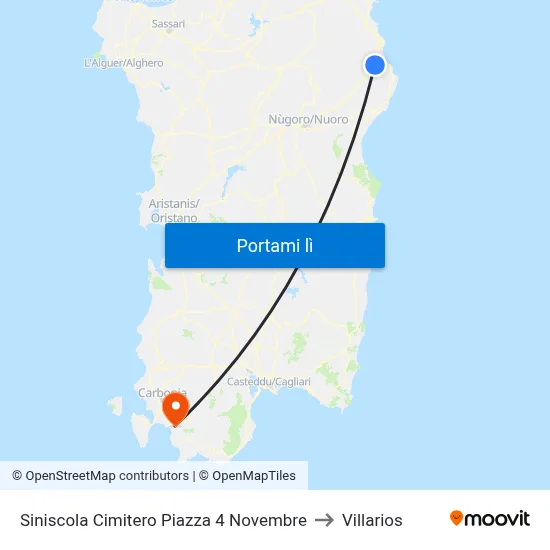 Siniscola Cimitero Piazza 4 Novembre to Villarios map