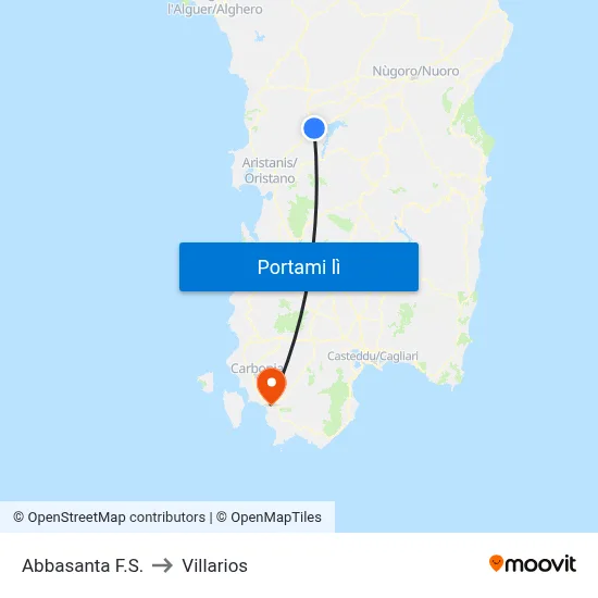 Abbasanta F.S. to Villarios map