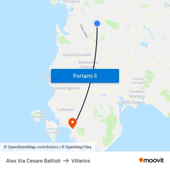 Ales Via Cesare Battisti to Villarios map