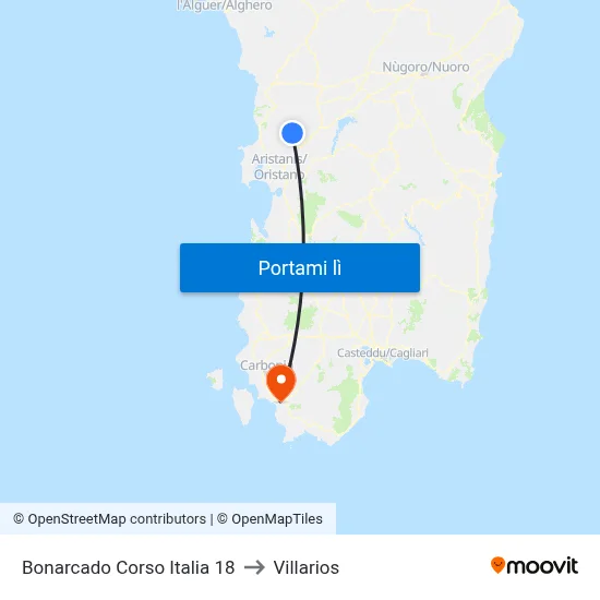 Bonarcado Corso Italia 18 to Villarios map