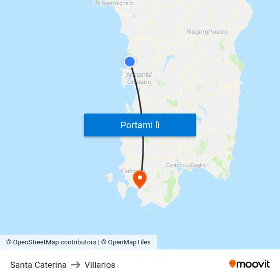 Santa Caterina to Villarios map