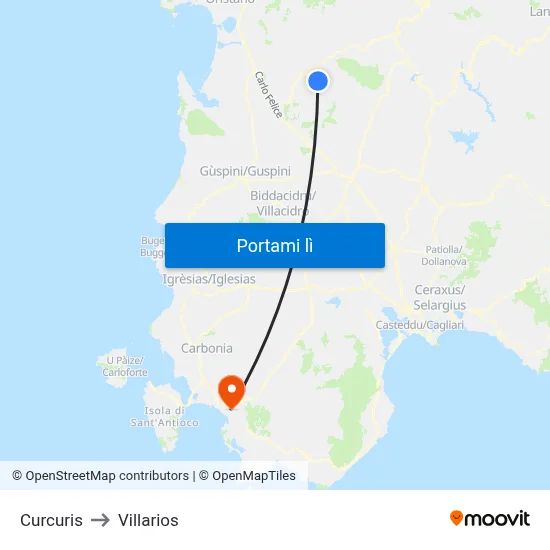 Curcuris to Villarios map