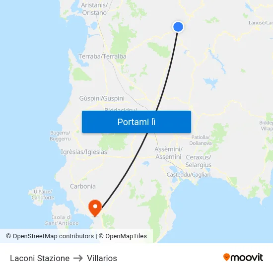 Laconi Stazione to Villarios map