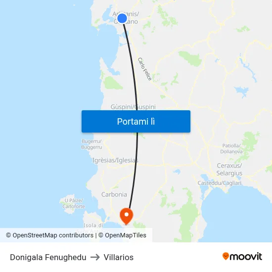 Donigala Fenughedu to Villarios map