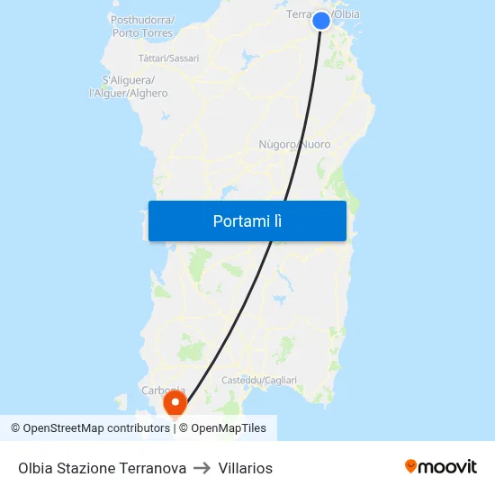 Olbia Corso Vittorio Veneto to Villarios map