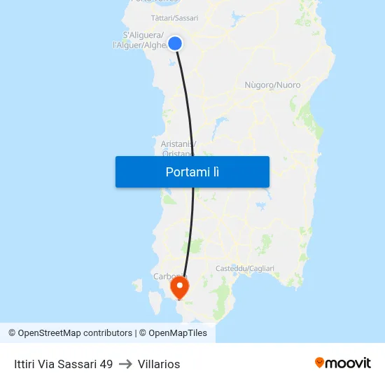 Ittiri Via Sassari 49 to Villarios map