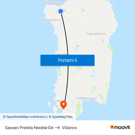 Sassari Predda Niedda-Dd to Villarios map