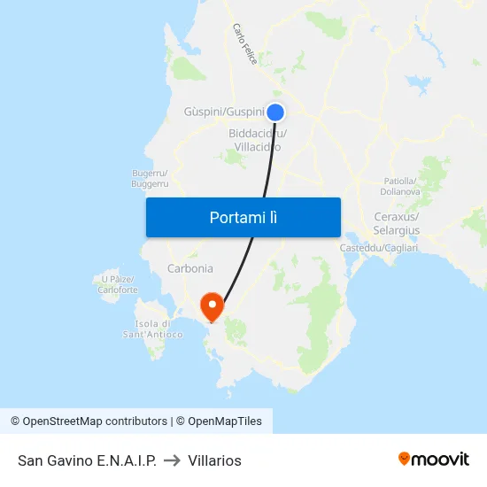 San Gavino E.N.A.I.P. to Villarios map