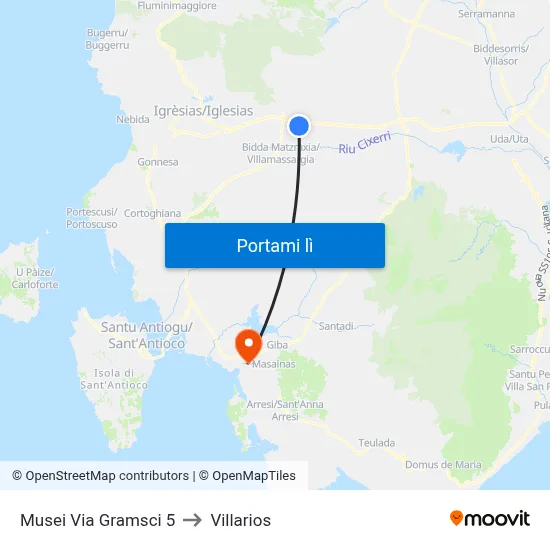Musei Via Gramsci 5 to Villarios map