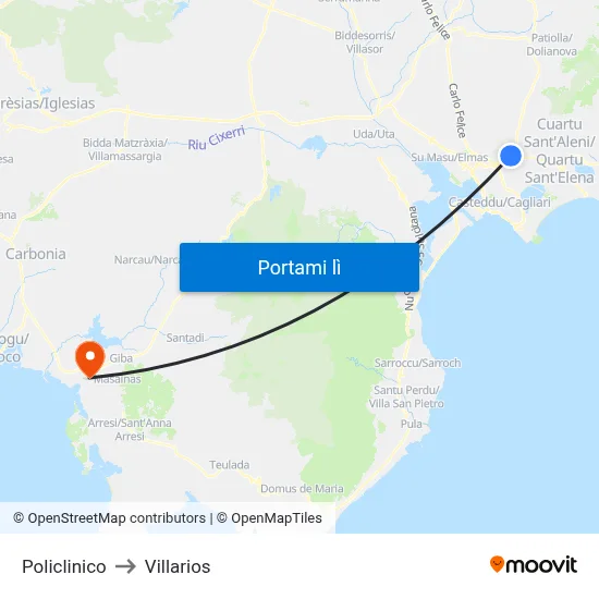 Policlinico to Villarios map
