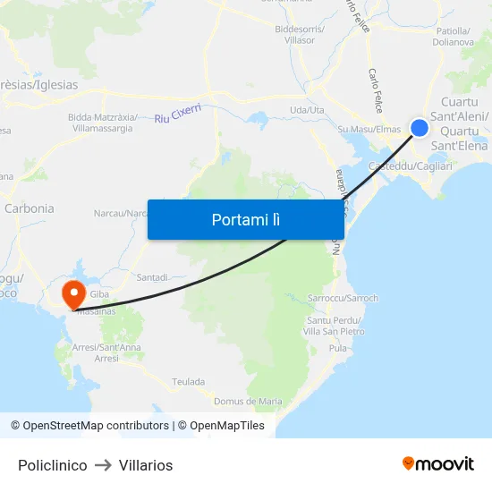 Policlinico to Villarios map