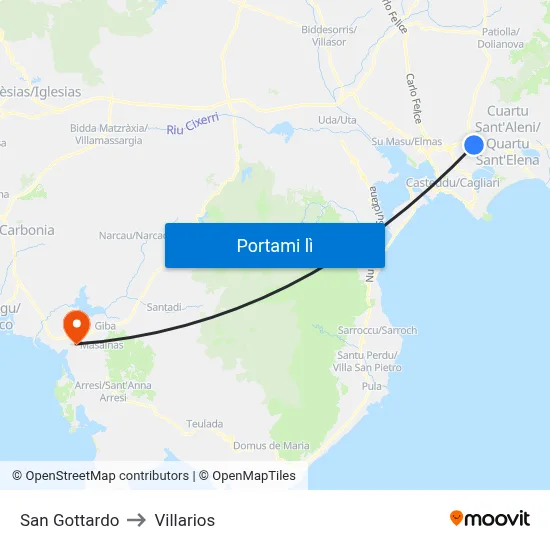 San Gottardo to Villarios map