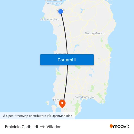 Emiciclo Garibaldi to Villarios map