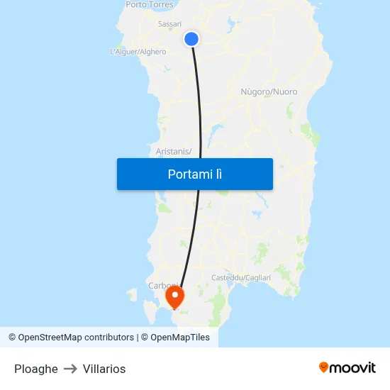 Ploaghe to Villarios map