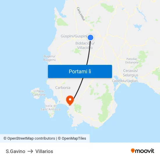 S.Gavino to Villarios map